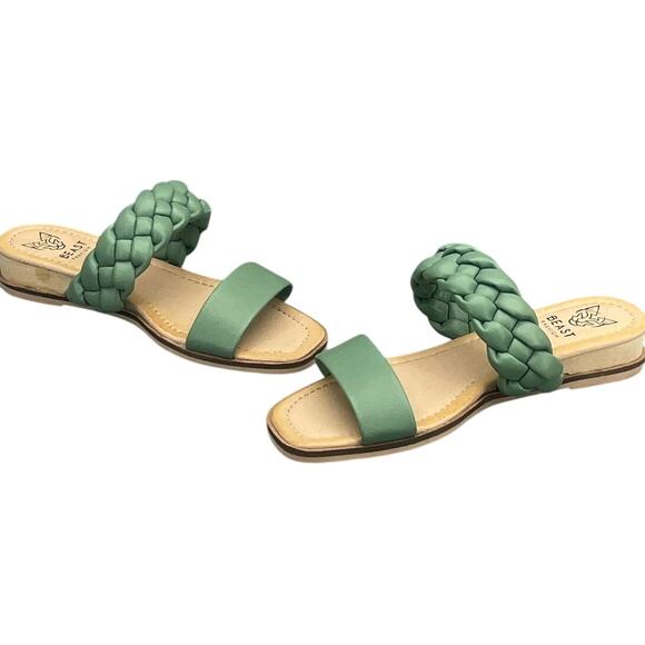 Beast Fashion Sage Green Braided Slip On Slide Flat Sandal Women 5.5 - Picture 5 of 10